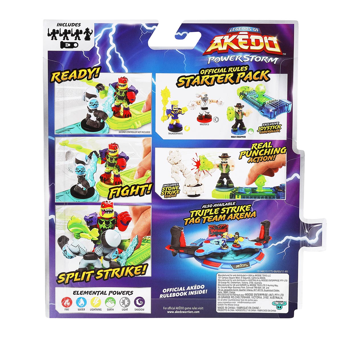 Akedo Legends of Powerstorm Official Rules Starter Pack with 3 Mini Battling Warriors, Exclusive Joystick Controller and Training Piece, Kids Action Game, Ages 6 and Up – Playsets