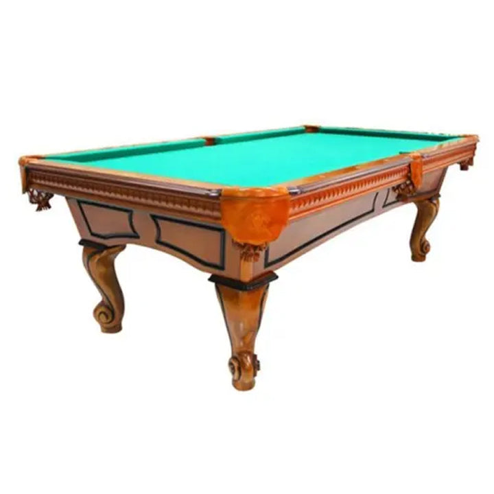 8 Ft Billiard Table, Premium Model - Light Brown With Green Cloth