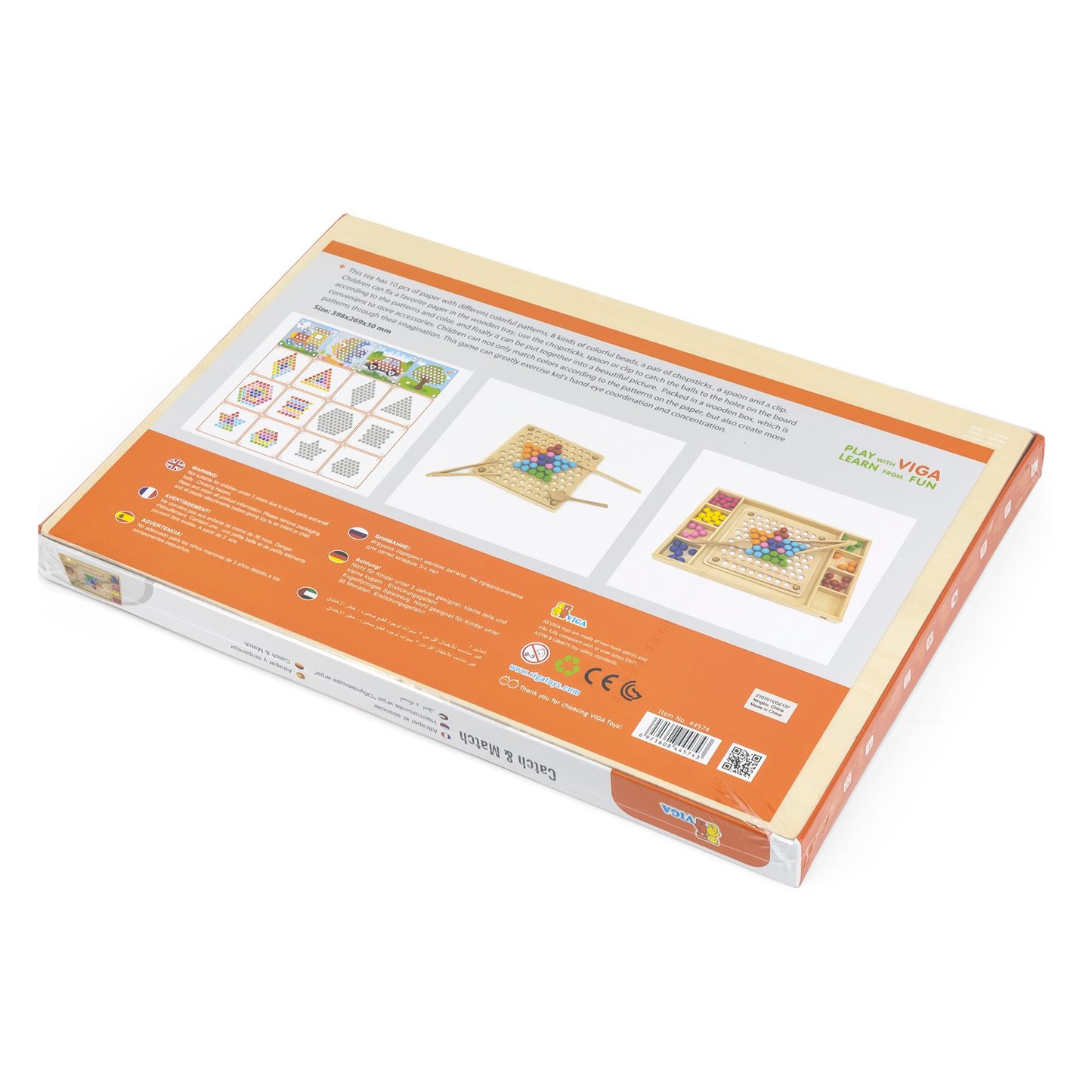 Viga Catch & Match Wooden Educational Toy, Montessori Fine Motor Skills & Hand-Eye Coordination Game, Encourages Creativity & Logic, Eco-Friendly & Non-Toxic, for Boys & Girls Ages 3+