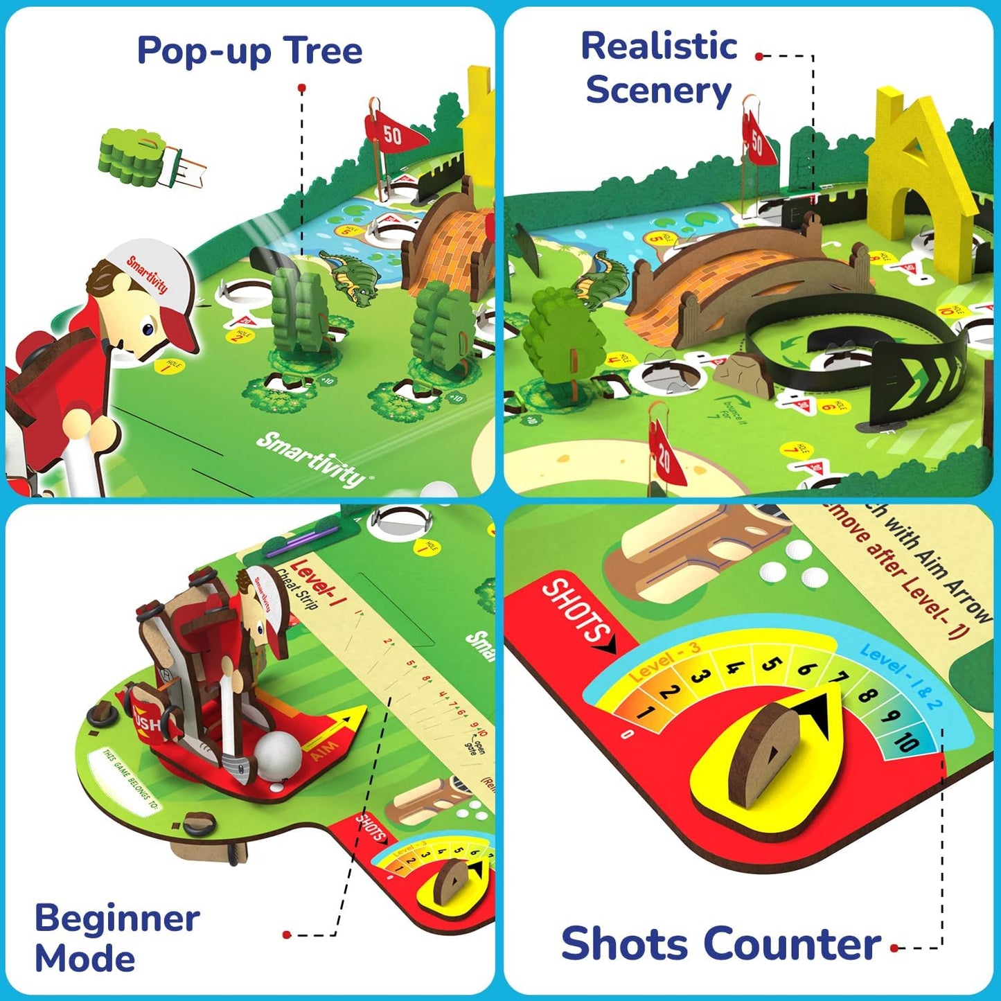 Smartivity DIY Mini Golf Tabletop Game Kit for Kids 6+ Years, STEM Wooden Construction Toy, Indoor Sports Game, Birthday Gift for Boys and Girls