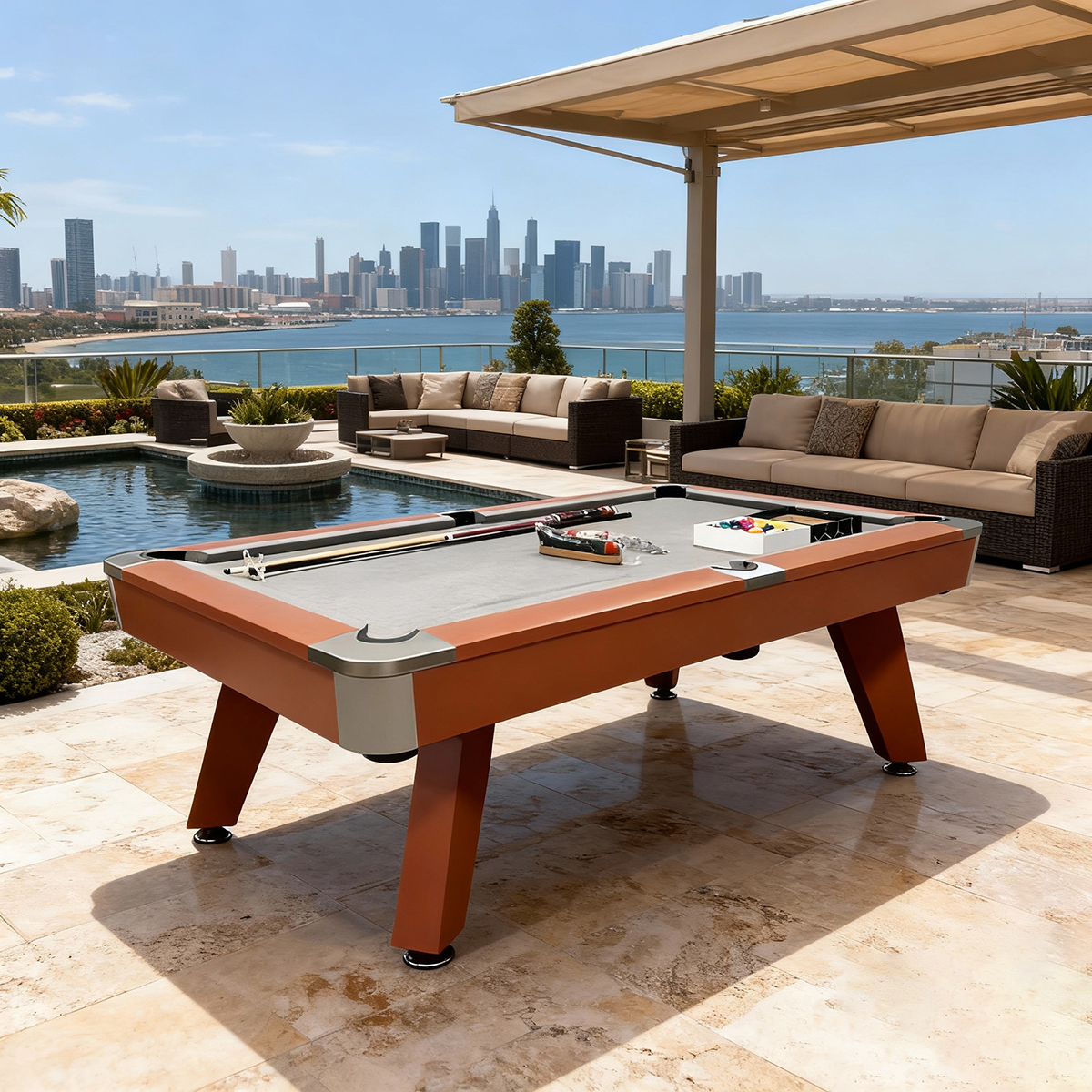 Waterproof Stone Slate Professional Pool Table Billiard  Tables 7 Ft  Classic Design Perfect for Family, Home, Dining, or Living Room