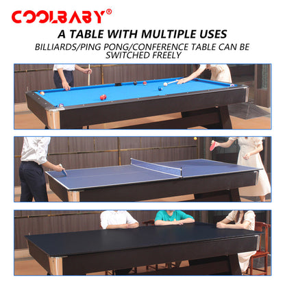 6FT Billiards Table,3 in 1 Professional Billiard Pool Tables, Scratch Resistant Luster, DGMT-7012