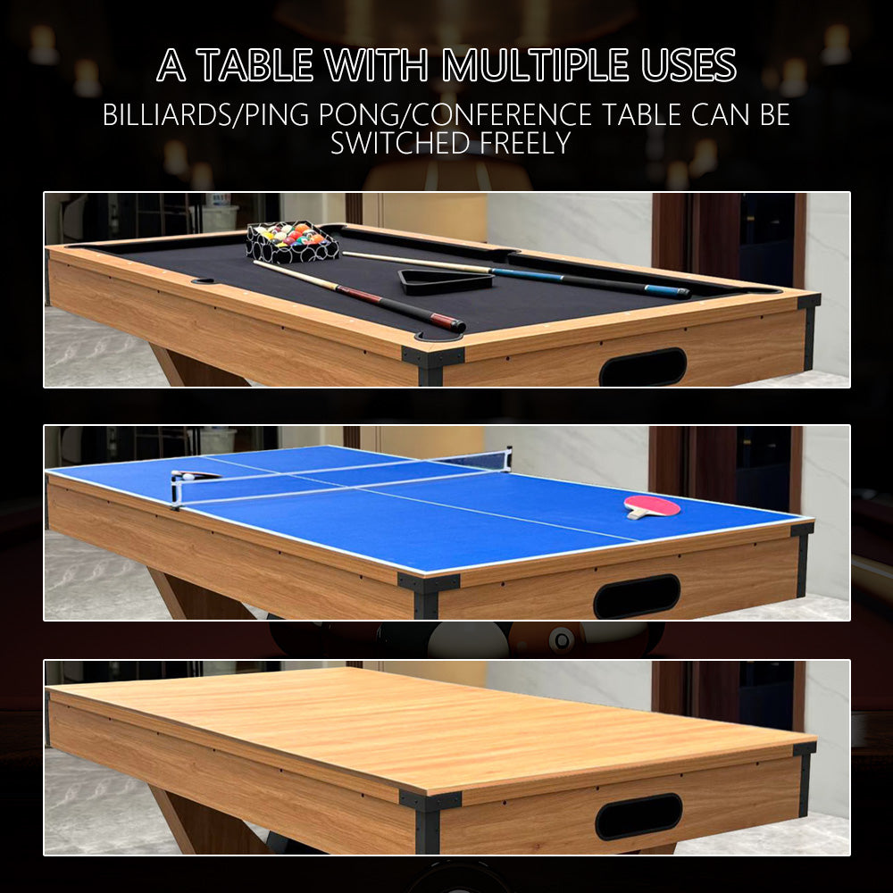 7 FT Pool Tables Billiards for Indoor Home Use,Billiards/Table Tennis/Dining Table Multi-functional 3 in 1,High Density Board Billiard Table
