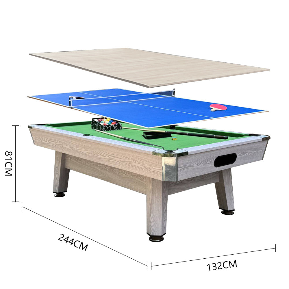 8 FT Pool Tables Billiards for Indoor Home Use, Billiards/Table Tennis/Dining Table Multi-functional 3 in 1, High Density Board Billiard Table