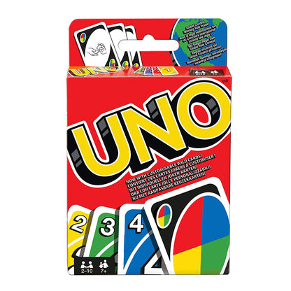 UNO Card Game, Family Games, Multi-Color, Classic Matching Card Game with Customizable Wild Cards, 2-10 Players, Ages 7+