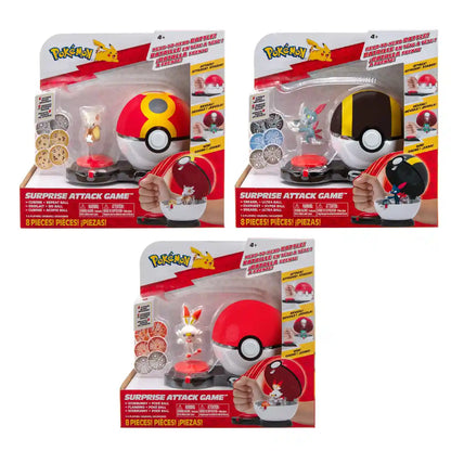 Pokemon Surprise Attack Battle Game, Squirtle vs Jigglypuff with 2 Figures, 2 Poké Balls & 6 Attack Disks – Multicolor – PKW2506