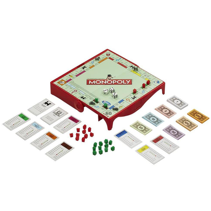 Monopoly Travel Edition Board Game by Hasbro, Spanish Version, Portable Family Game for 2 to 4 Players, Ages 8 and Up