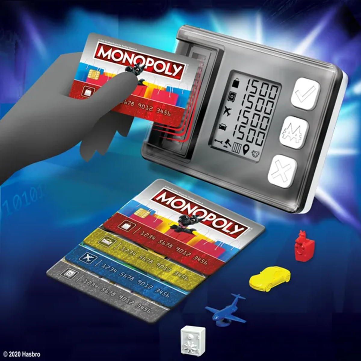 Monopoly Super Electronic Banking Board Game by Hasbro Gaming, Digital Banking Cards, Cashless Family Board Game for Kids and Adults, Fast Gameplay, Buy Sell Trade Properties, Travel Feature, Fun Party Game