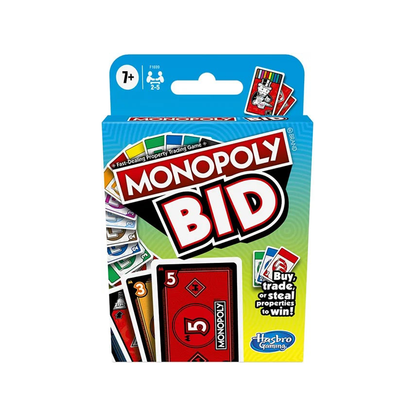Monopoly BID Card Game by Hasbro, Fast-Paced Family Strategy Game for Kids and Adults, Blind Auction Property Game, Ages 7+