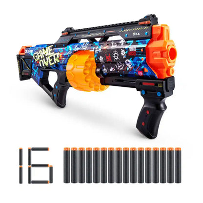 X-Shot Excel Skins Last Stand Blaster, Game Over Skin, 14-Dart Capacity, Air Pocket Technology, 27m / 90ft Range, Tactical Grip & Rail, XS-36518_039279, Unisex
