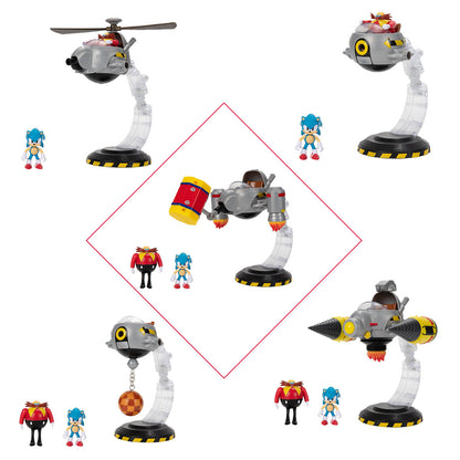 Sonic The Hedgehog Egg Mobile Battle Set, Sonic & Dr. Eggman 2.5-Inch Action Figures, 14-Piece Playset, Customizable Configurations, Kids Collectible Video Game Toy