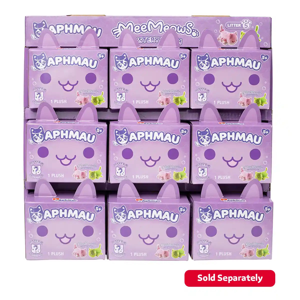 Aphmau Mini Mystery 6 inch Plush Under The Sea Series 5 4 Pack, Official Aphmau Merch, 8 Unique MeeMeow Plushies, Soft Collectible Cat Toys, YouTube Gamer Plush Blind Box Set for Kids and Fans