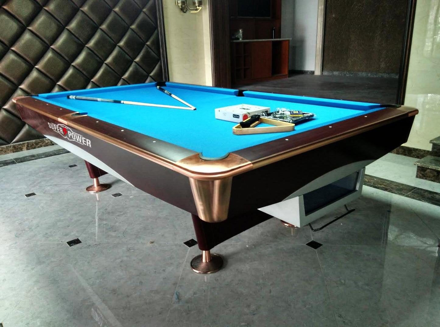 COOLBABY Indoor Luxury Pool Dining Billiards Table 9ft Slate Club Pool Tables Professional Snooker & Billiard Table