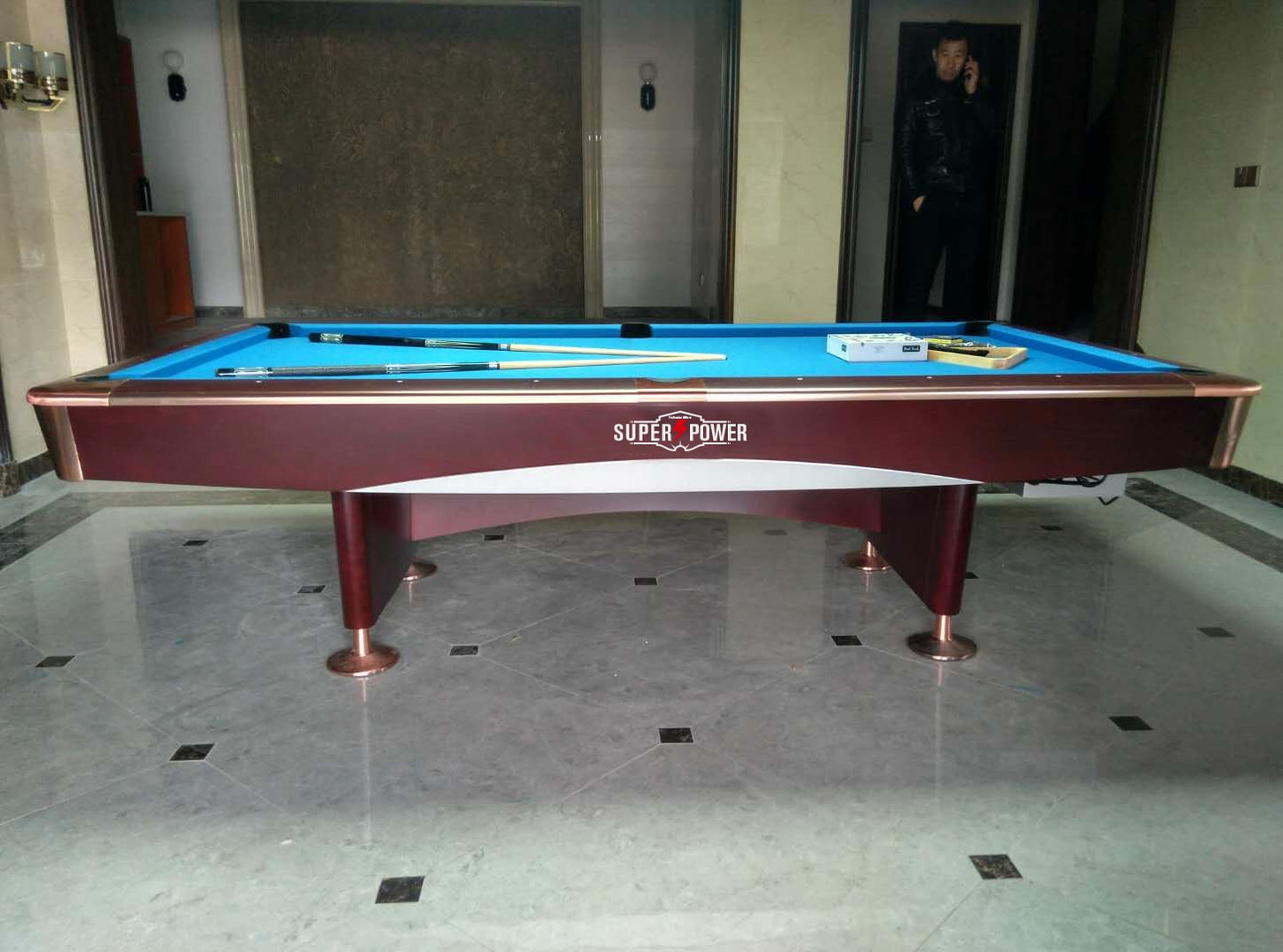 COOLBABY Indoor Luxury Pool Dining Billiards Table 9ft Slate Club Pool Tables Professional Snooker & Billiard Table
