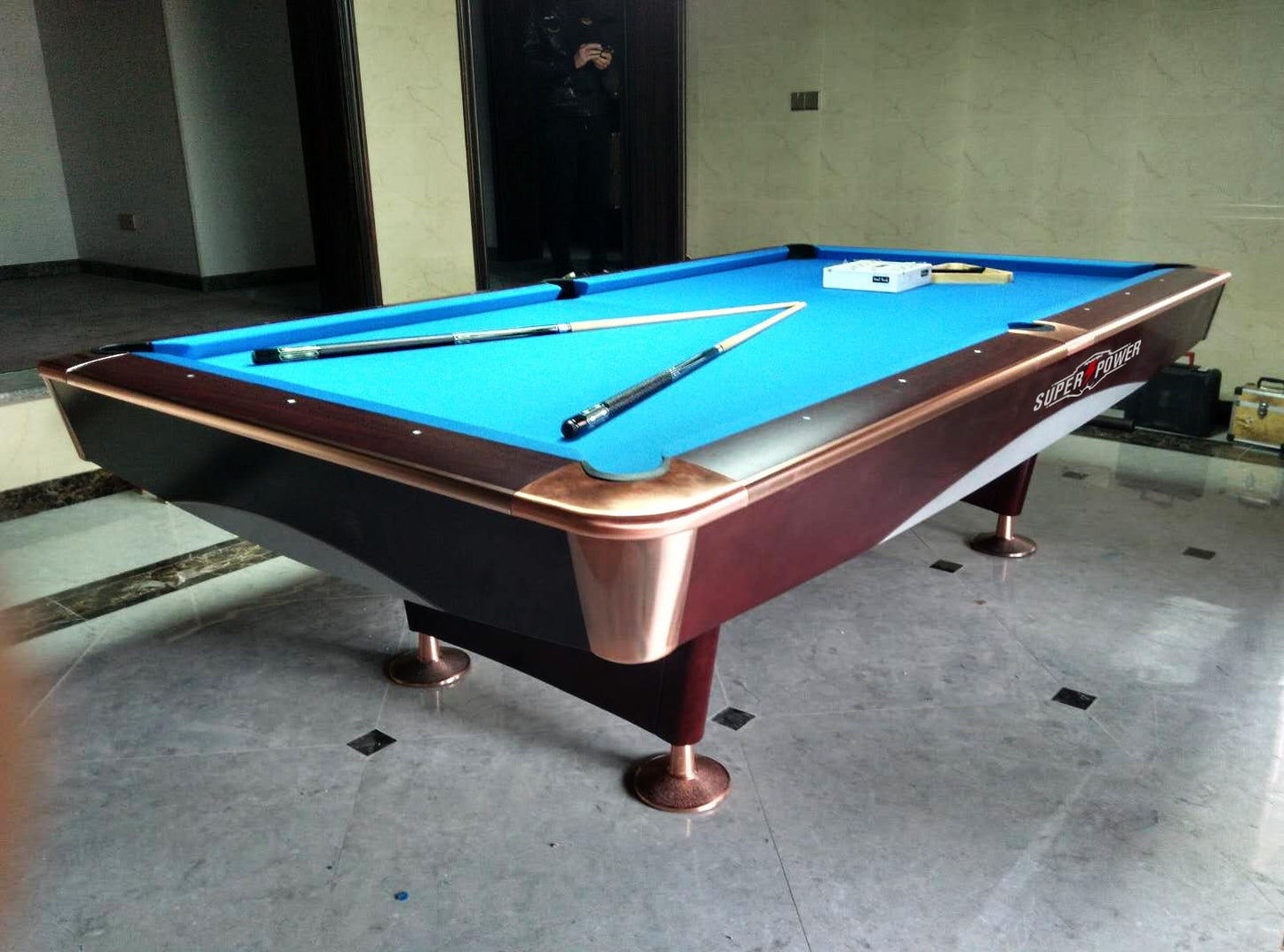 COOLBABY Indoor Luxury Pool Dining Billiards Table 9ft Slate Club Pool Tables Professional Snooker & Billiard Table