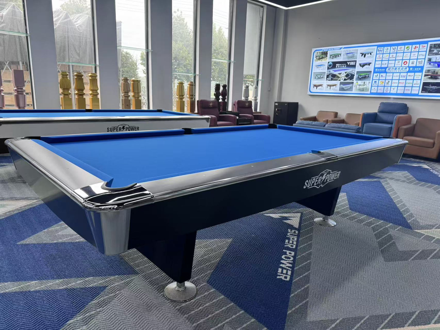 COOLBABY Indoor Luxury Pool Dining Billiards Table 9ft Slate Club Pool Tables Professional Snooker & Billiard Table