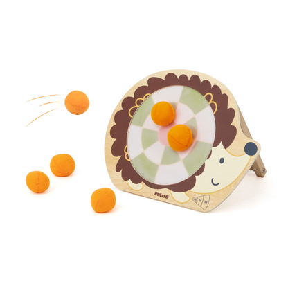 PolarB Wooden Target Game for Kids, Hedgehog Aiming Game with 6 Toss Balls, Develops Hand-Eye Coordination and Motor Skills, Indoor and Outdoor Toy for Ages 3+