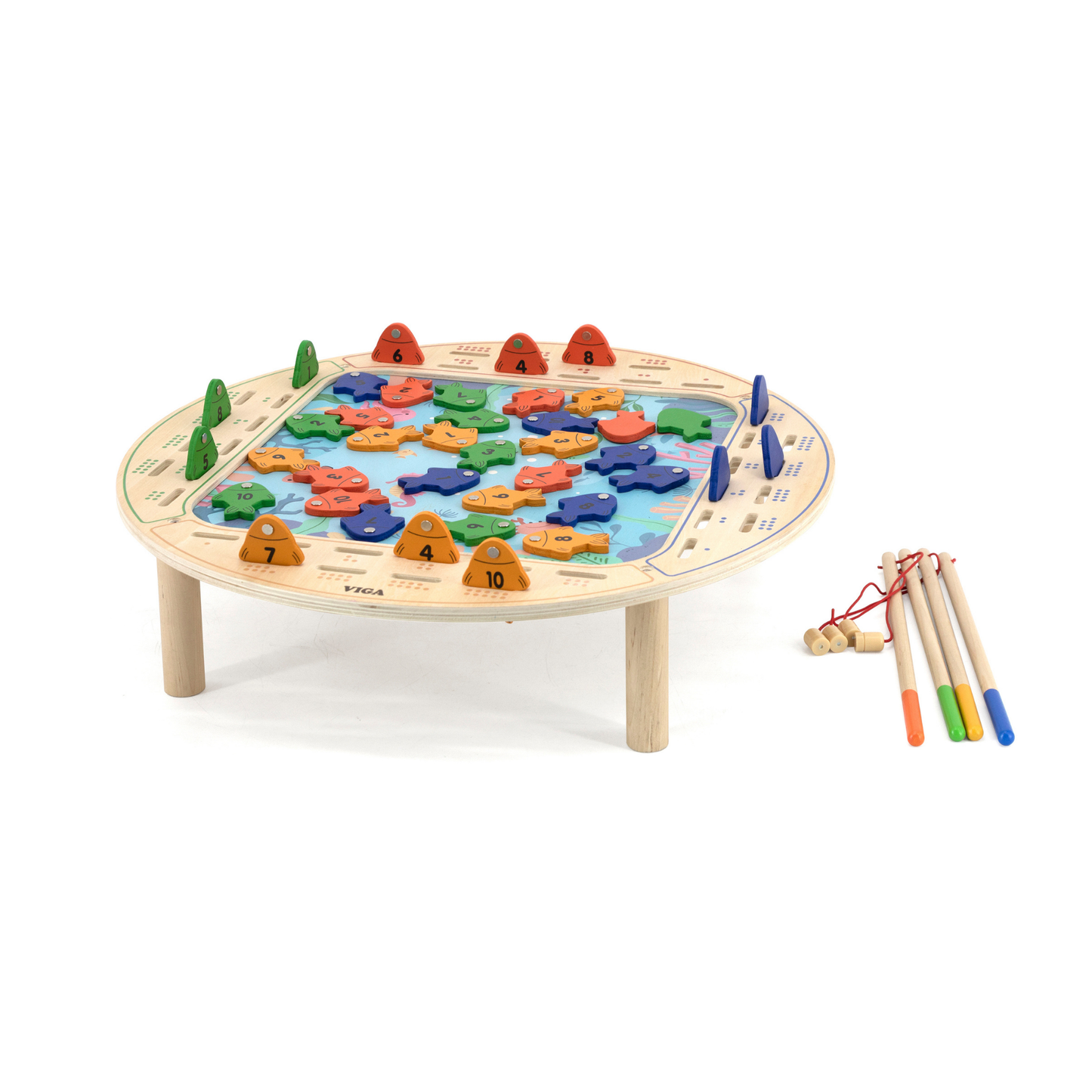 Viga Magnetic Wooden Fishing Game, Montessori Educational Toy, Develops Hand-Eye Coordination, Number Recognition & Motor Skills, Eco-Friendly & Non-Toxic, for Boys & Girls Ages 2+