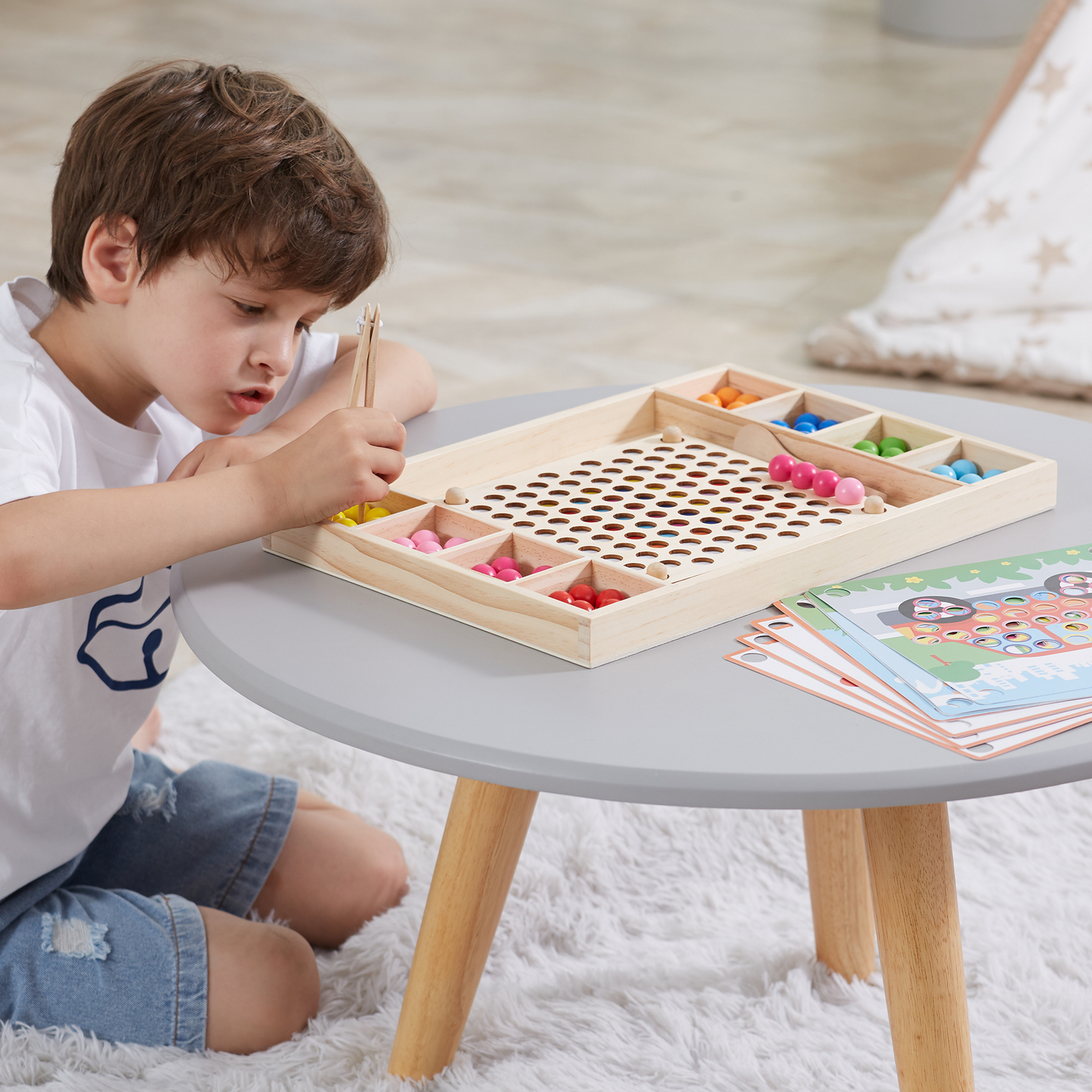 Viga Catch & Match Wooden Educational Toy, Montessori Fine Motor Skills & Hand-Eye Coordination Game, Encourages Creativity & Logic, Eco-Friendly & Non-Toxic, for Boys & Girls Ages 3+