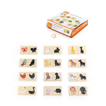 Viga Connecting Game, Matching Shadows, 24 Piece Mix & Match Puzzle, Montessori Wooden Toy, Develops Sensory, Cognitive & Fine Motor Skills, Non-Toxic & Eco-friendly Kids Educational Toy, 18M+