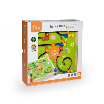 VIGA Wooden Track & Trace Game – Montessori-Inspired Bead Maze with Pattern Cards , Develops Hand-Eye Coordination, Spatial Awareness & Imagination , Eco-Friendly, Non-Toxic Paints , Ages 2+