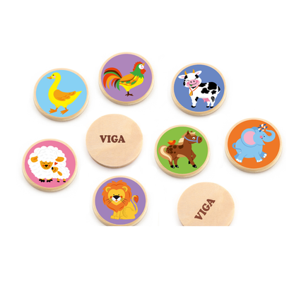 Viga Animal Memory Game, 36 Piece Matching Puzzle, Montessori Wooden Toy, Develops Cognitive, Memory & Concentration Skills, Eco-Friendly Educational Toy with Storage Box, for Boys & Girls 3Y+