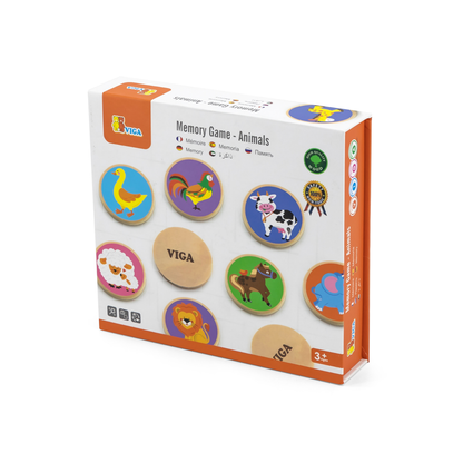 Viga Animal Memory Game, 36 Piece Matching Puzzle, Montessori Wooden Toy, Develops Cognitive, Memory & Concentration Skills, Eco-Friendly Educational Toy with Storage Box, for Boys & Girls 3Y+