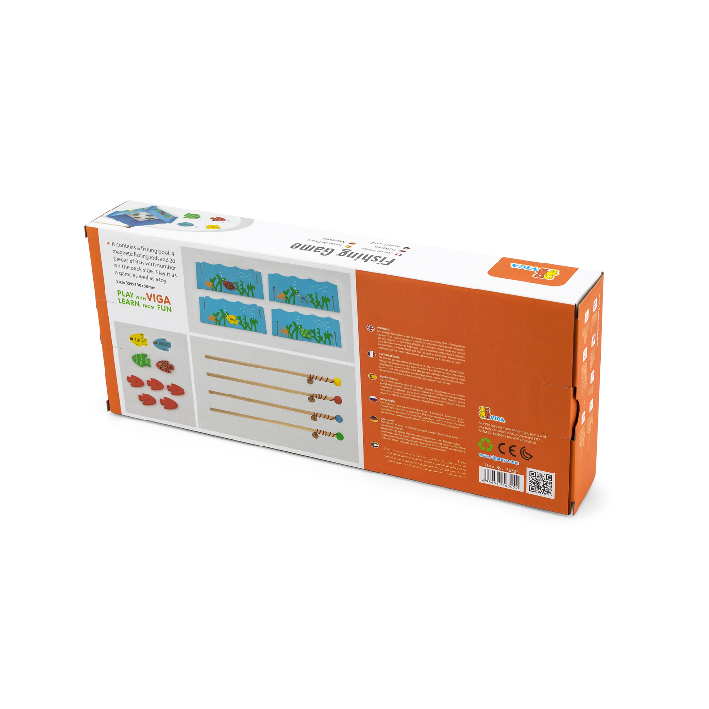 Viga Wooden Fishing Game, Montessori Magnetic Toy with 4 Rods & Numbered Fish, Develops Fine Motor Skills & Early Number Recognition, Eco-Friendly & Non-Toxic Educational Toy, for Ages 18M+