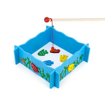Viga Wooden Fishing Game, Montessori Magnetic Toy with 4 Rods & Numbered Fish, Develops Fine Motor Skills & Early Number Recognition, Eco-Friendly & Non-Toxic Educational Toy, for Ages 18M+