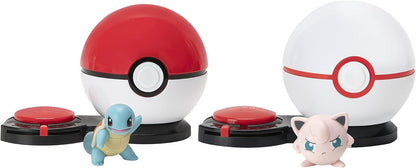 Pokemon Surprise Attack Battle Game, Squirtle vs Jigglypuff with 2 Figures, 2 Poké Balls & 6 Attack Disks – Multicolor – PKW2506