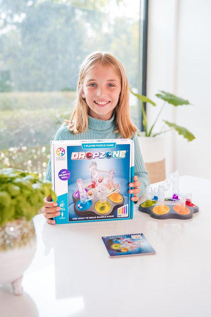 SmartGames DropZone, 3D Marble Run Brain Teaser Puzzle with 80+ Challenges, STEM Educational Toy for Kids 8+