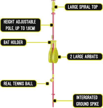 Mookie Swingball Classic with Championship Spiral Top and Real Tennis Ball, Outdoor Swing Tennis Game for Active Play, 5Y+ Years
