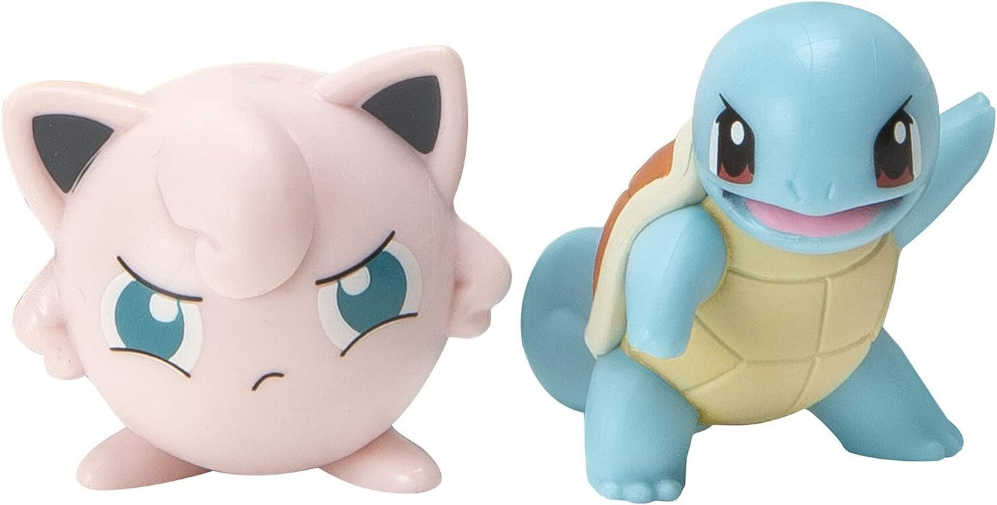 Pokemon Surprise Attack Battle Game, Squirtle vs Jigglypuff with 2 Figures, 2 Poké Balls & 6 Attack Disks – Multicolor – PKW2506