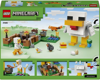 LEGO Minecraft Chicken Farm - Building Toy w/a Chicken Fan Minifigure, Baby Zombie & Fox Mob Figures - Gamer Gift for 7+ Year Old Boys & Girls - 21585