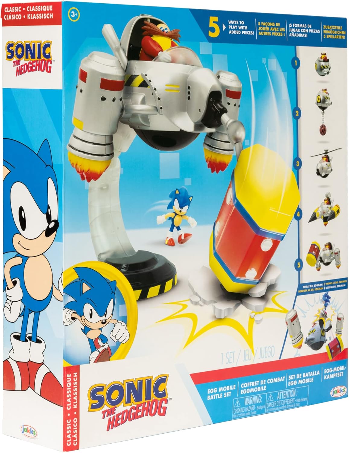 Sonic The Hedgehog Egg Mobile Battle Set, Sonic & Dr. Eggman 2.5-Inch Action Figures, 14-Piece Playset, Customizable Configurations, Kids Collectible Video Game Toy
