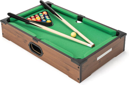 Power Play 20 Inch Pool Table, Kids Pool Game, Arcade Games for Boys and Girls 3+, Indoor and Outdoor Tabletop Game, Wooden Construction, Complete Billiard Set