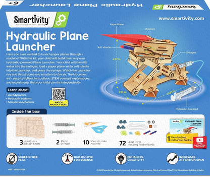 Smartivity Hydraulic Plane Launcher DIY STEM Toy for Kids 6+ Years, Aerodynamics and Hydraulic Science Kit, Educational Construction Game, Multicolor
