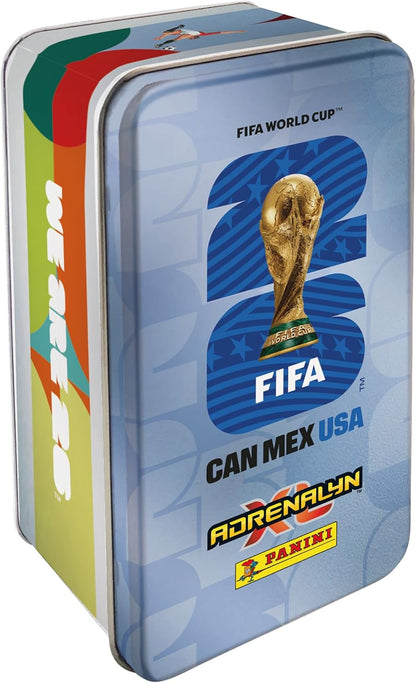 Panini FIFA World Cup 2026 Adrenalyn XL Classic Tin Trading Cards, 8 Packs with Limited Edition Cards and Golden Baller, Official Football Collectible Card Game Set for Kids and Collectors Age 6+