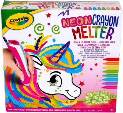 CRAYOLA - Super Pen Unicorn Neon Wax Crayons Melting Game and Relief Designs, Creative Activity and Gift for Children, Age 8+, 25-0510