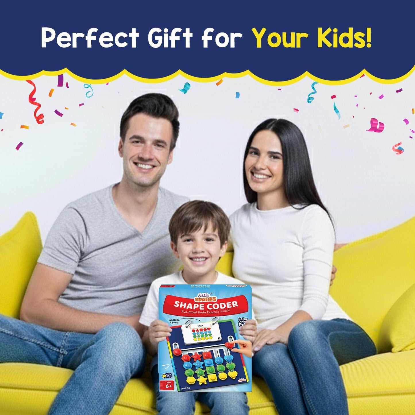 Smartivity Shape Coder Logic Puzzle Game with Challenge Cards and Colored Shapes, Travel-Friendly Brain Teaser Educational Toy for Kids, 6Y+ Years