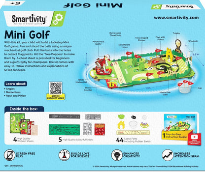 Smartivity DIY Mini Golf Tabletop Game Kit for Kids 6+ Years, STEM Wooden Construction Toy, Indoor Sports Game, Birthday Gift for Boys and Girls