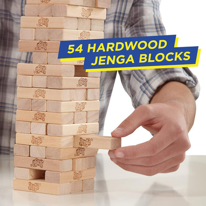 Classic Jenga Game, Hasbro Jenga, 54 Hardwood Blocks, Stacking Tower Game, Family Board Game, Kids Game, Indoor Game, Ages 6 and Up, 1 or More Players