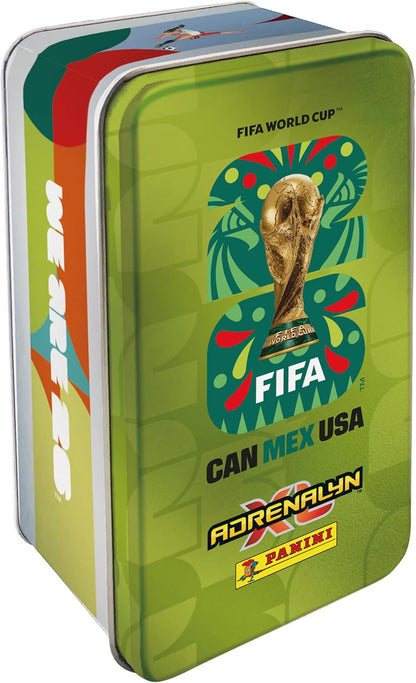 Panini FIFA World Cup 2026 Adrenalyn XL Classic Tin Trading Cards, 8 Packs with Limited Edition Cards and Golden Baller, Official Football Collectible Card Game Set for Kids and Collectors Age 6+