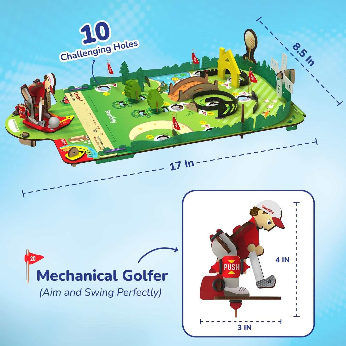 Smartivity DIY Mini Golf Tabletop Game Kit for Kids 6+ Years, STEM Wooden Construction Toy, Indoor Sports Game, Birthday Gift for Boys and Girls
