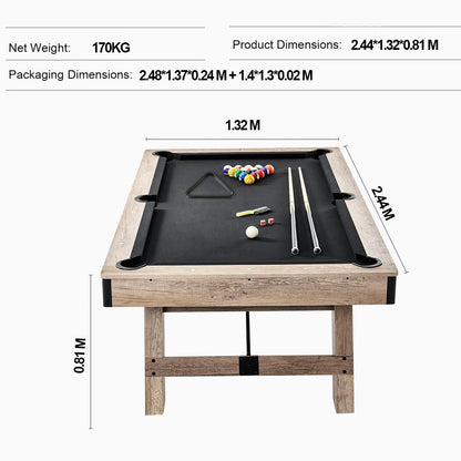 COOLBABY 3 in 1 8ft Pool Billiard Table + Household Table Tennis Table +  meeting or dining table Multi Function Game Table