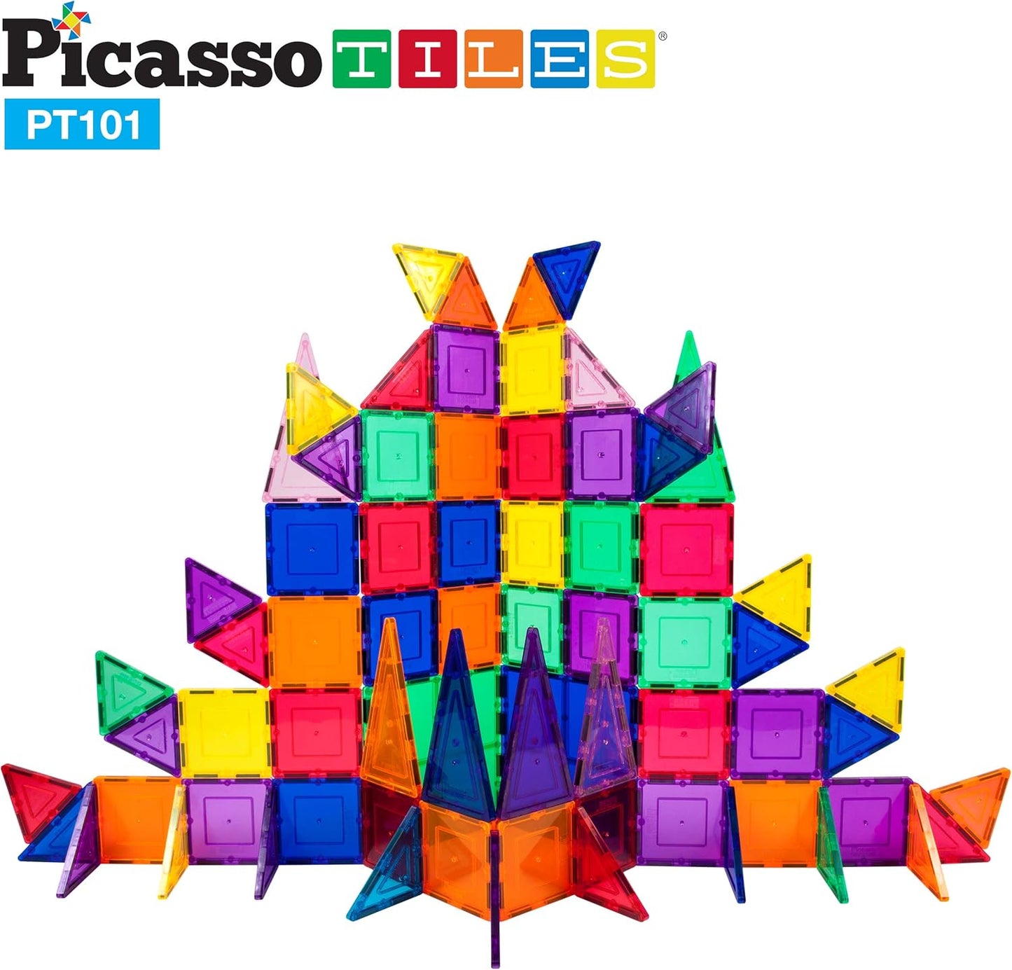 PicassoTiles PT101 101-Piece Magnetic Building Set - STEM Educational Game, Children's Brain Development, Magnetic Blocks