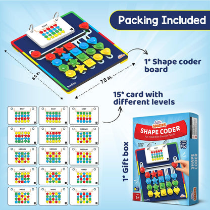 Smartivity Shape Coder Logic Puzzle Game with Challenge Cards and Colored Shapes, Travel-Friendly Brain Teaser Educational Toy for Kids, 6Y+ Years