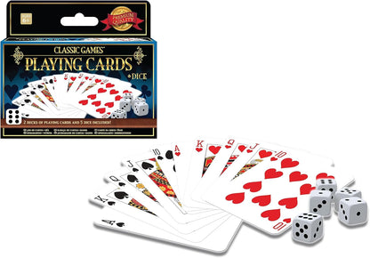 Ambassador Classic Games, 2 Decks Playing Cards, 5 Dice, Portable Pack, Ages 6+