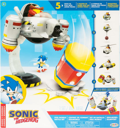 Sonic The Hedgehog Egg Mobile Battle Set, Sonic & Dr. Eggman 2.5-Inch Action Figures, 14-Piece Playset, Customizable Configurations, Kids Collectible Video Game Toy