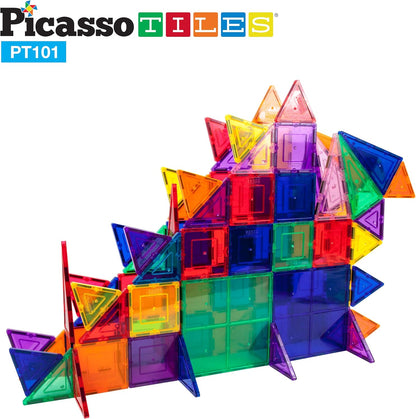 PicassoTiles PT101 101-Piece Magnetic Building Set - STEM Educational Game, Children's Brain Development, Magnetic Blocks
